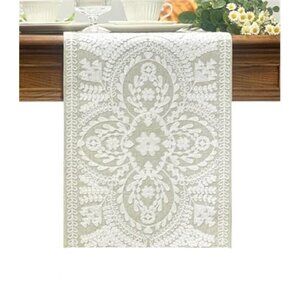 Boho Table Runner 72 Inch Farmhouse Linen Embroidered Rustic Dining Table Decor